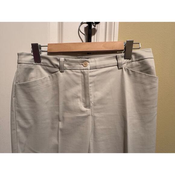 Jones New York Signature Petite Stretch Khaki Casual Pants Flat Front 10 Petite - Picture 2 of 9